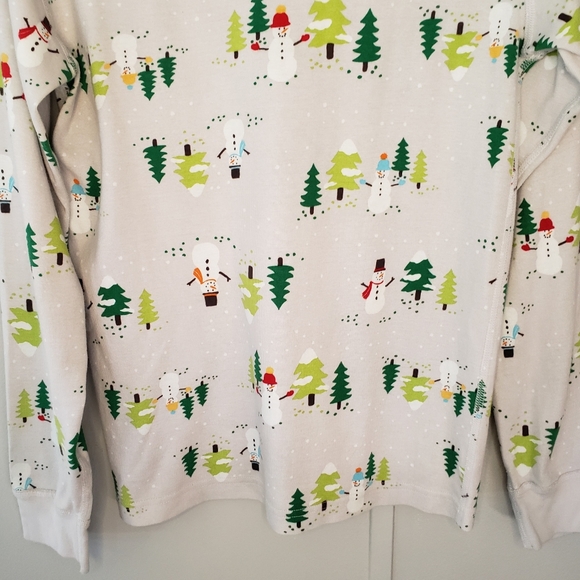 Moon and Back by Hanna Andersson Holiday Snowman Long John Pajama Top - Picture 8 of 11